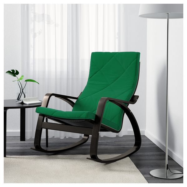 Кресло-качалка ПОЭНГ, черно-коричневый, Сандбакка зеленый - фото 2