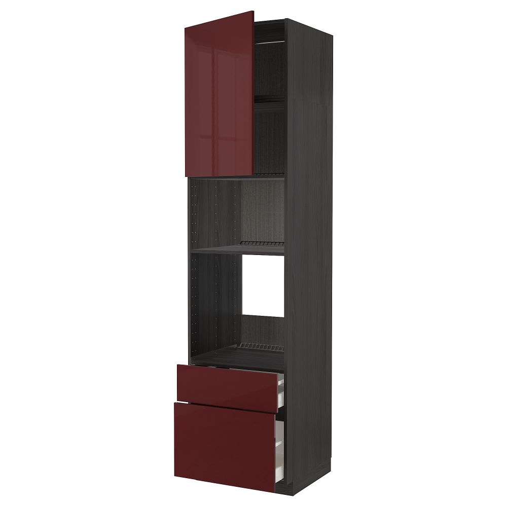 Высокий шкаф для духовки, СВЧ, дверца, 2 ящика, 60x60x240 cm IKEA METOD МЕТОД, MAXIMERA МАКСИМЕРА 194.688.56 - фото 1