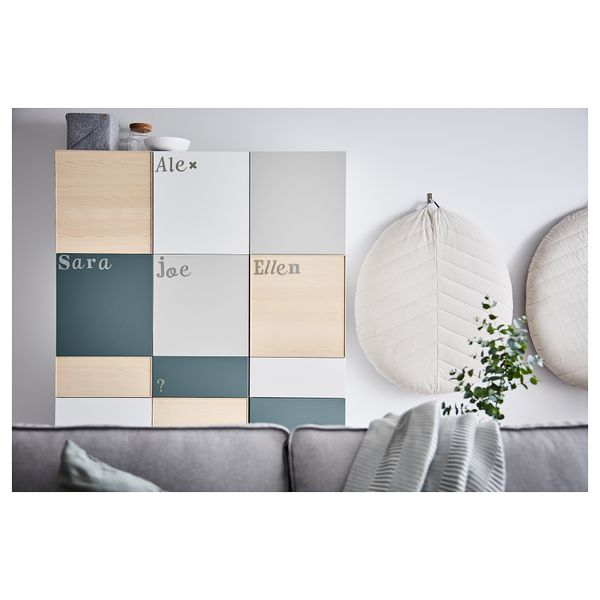 Комбинация для хранения с дверцами, ящиками БЕСТО, белый/светло-серый, серо-бирюзовый ясеневый шпон (180x42x192 см) - схема-чертеж с размерами