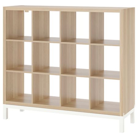 KALLAX Стеллаж с основанием - под беленый дуб/белый 147x129 см