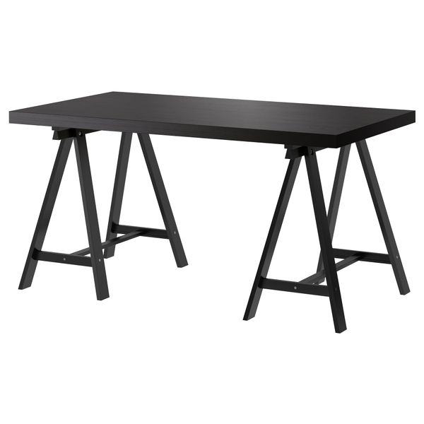 Стол ТОРНЛИДЕН / ОДВАЛЬД, черно-коричневый, черный (150x75 см) - фото 1