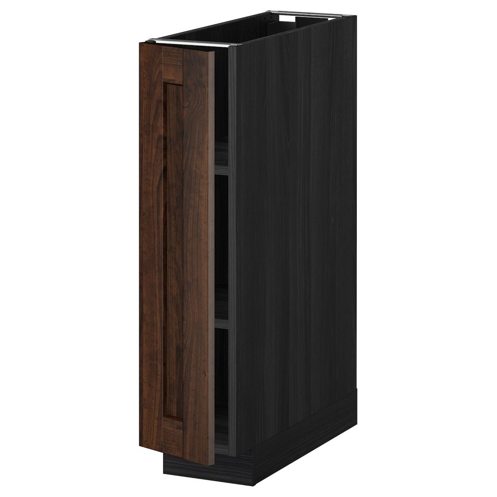 Напольный шкаф с полками, черный/Эдсерум коричневый 20x60 см IKEA МЕТОД 392.267.29 - схема-чертеж с размерами