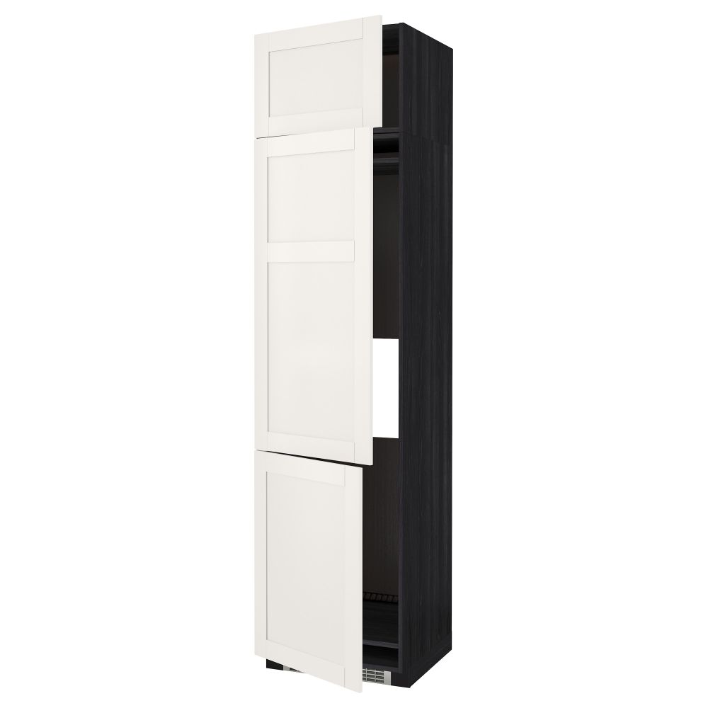 Высокий шкаф для холодильника или морозильника, с 3 дверями МЕТОД, черный, Сэведаль белый - схема-чертеж с размерами