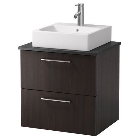 Шк п-раковину/столешн45x45/раковина ГОДМОРГОН/АЛДЕРН / ТОРНВИКЕН, черно-коричневый, черный (62x49x72 см)