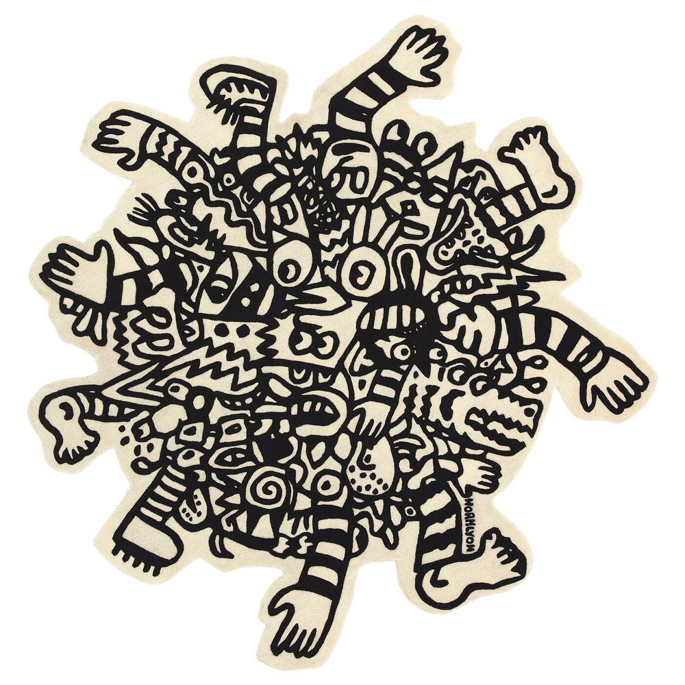 Ковер, короткий ворс, черный, белый, 200 см IKEA ИКЕА АРТ-ИВЕНТ 2019 204.353.65 - фото 1