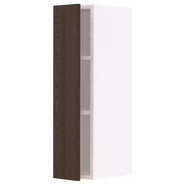 METOD Навесной шкаф с полками - белый/Sinarp коричневый 20x80 см - фото 1
