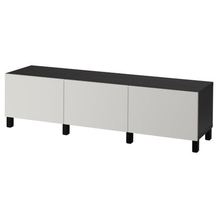 Комбинация для хранения с ящиками БЕСТО, черно-коричневый, Лаппвикен светло-серый (180x40x48 см)