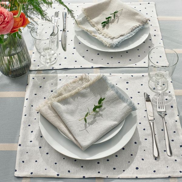 Салфетка, бежевый, голубой, 35x35 см IKEA NISSÖGA 805.550.34 - фото 7