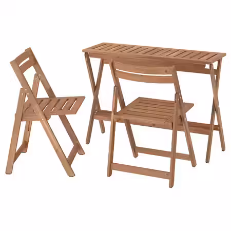 NÄMMARÖ Садовый стол+2 складных стула - складной светло-коричневая морилка 108x37 см