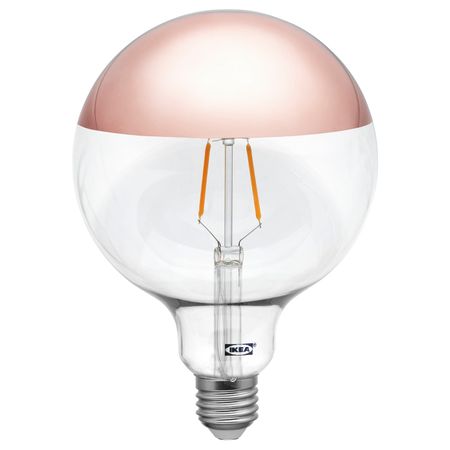 Светодиод E27 140 лм, шаровидный/зеркальный верх «розовое золото» 125 мм IKEA SILLBO СИЛЛЬБУ 904.118.13