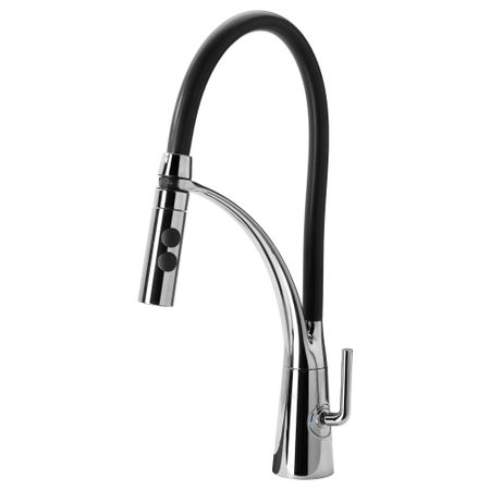 Смеситель кухонный АЛЕШЕР, с ручным душем, хромированный/черный