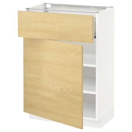 Напольный шкаф с ящиком, дверью МЕТОД / ФОРВАРА, белый, Тингсрид береза