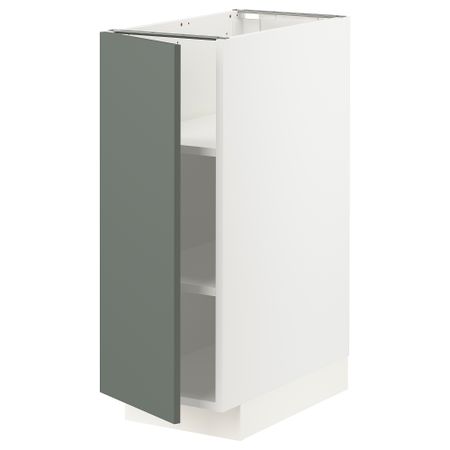 Напольный шкаф с полками, белый, Bodarp серо-зеленый, 30x60 см IKEA METOD МЕТОД 394.618.87