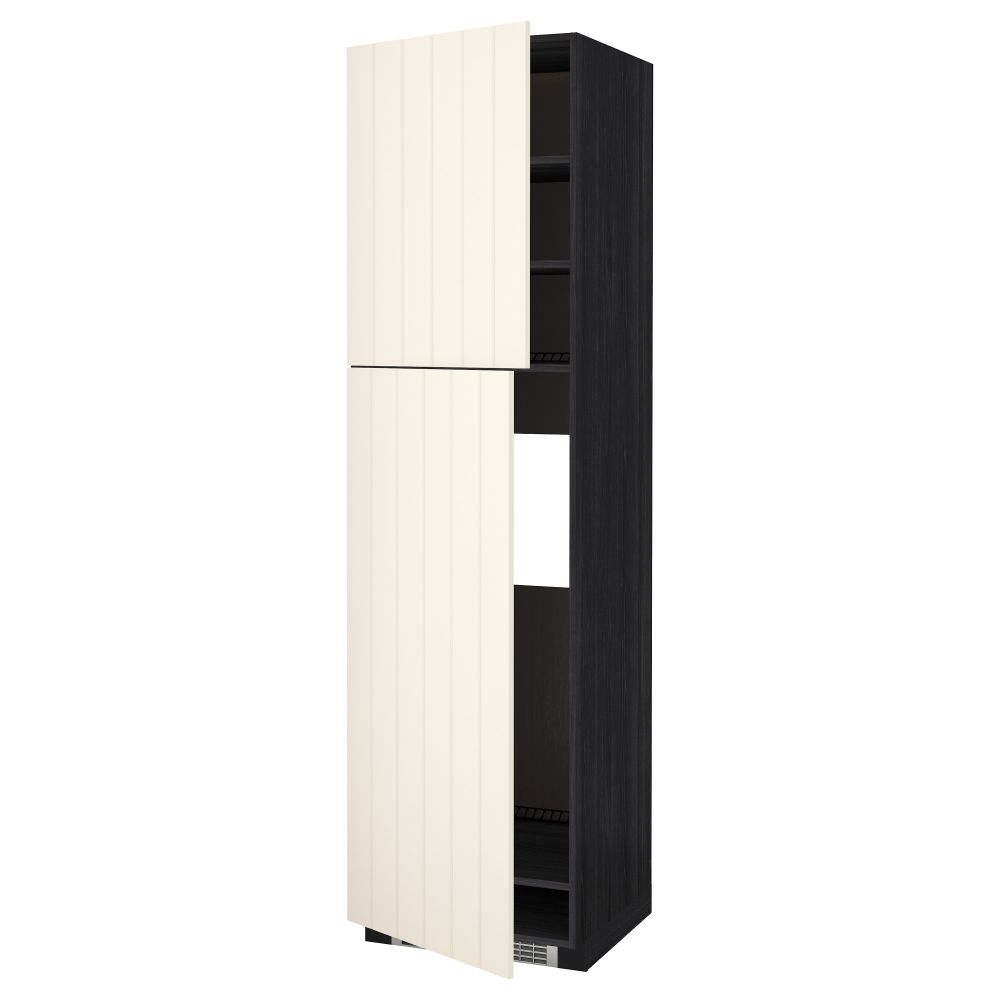 Высокий шкаф для холодильника, 2 дверцы МЕТОД, черный, Хитарп белый с оттенком - схема-чертеж с размерами