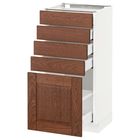 Напольный шкаф с 5 ящиками МЕТОД / МАКСИМЕРА, белый, Филипстад коричневый