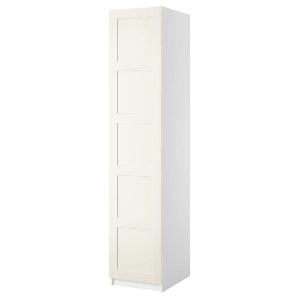 Гардероб с 1 дверью, белый, белый, 50x38x201 см IKEA PAX ПАКС, BERGSBO БЕРГСБУ 099.043.58 - фото 1