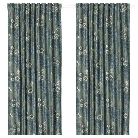 Затемняющие гардины, 2 шт., синий-зеленый 145x300 см IKEA TORGERD ТОРГЕРД 804.216.76