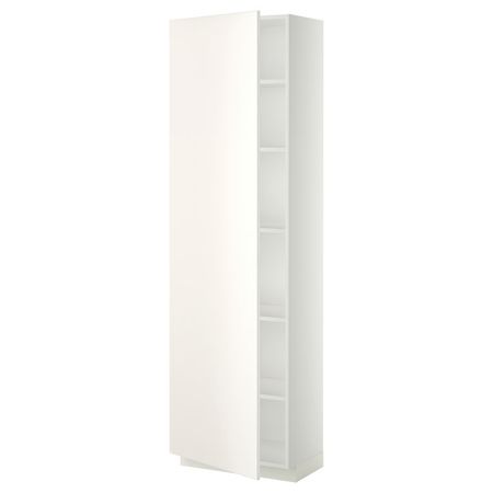 METOD Высокий шкаф с полками - белый/Veddinge белый 60x37x200 см