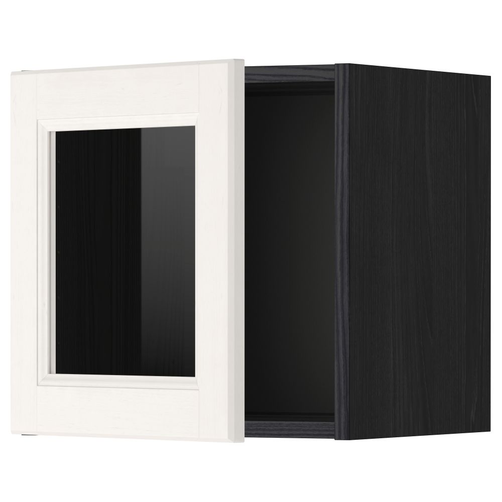 Навесной шкаф со стеклянной дверью МЕТОД, черный, Лаксарби белый (40x40 см) - схема-чертеж с размерами