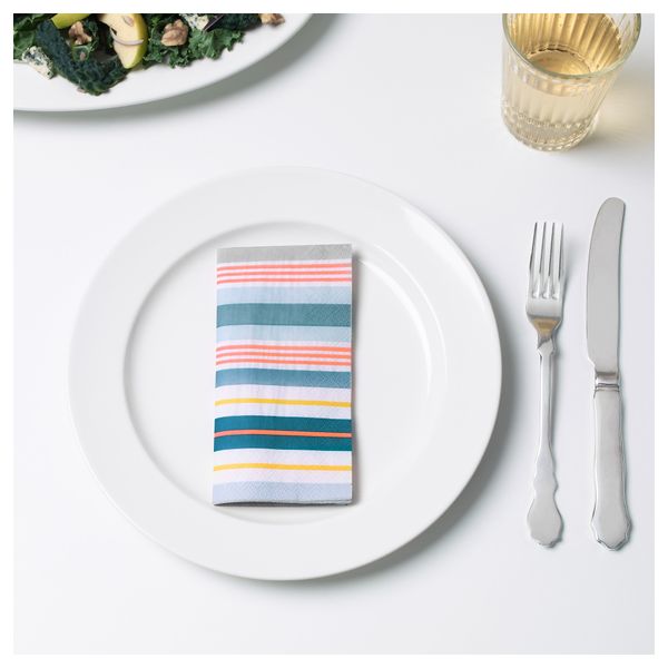 Салфетка бумажная МОТТЛЁС, разноцветный, в полоску (33x33 см) - схема-чертеж с размерами