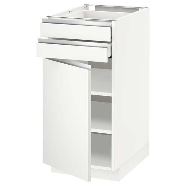 Напольный шкаф с дверцей, 2 ящиками МЕТОД / МАКСИМЕРА, белый, Нодста белый - схема-чертеж с размерами