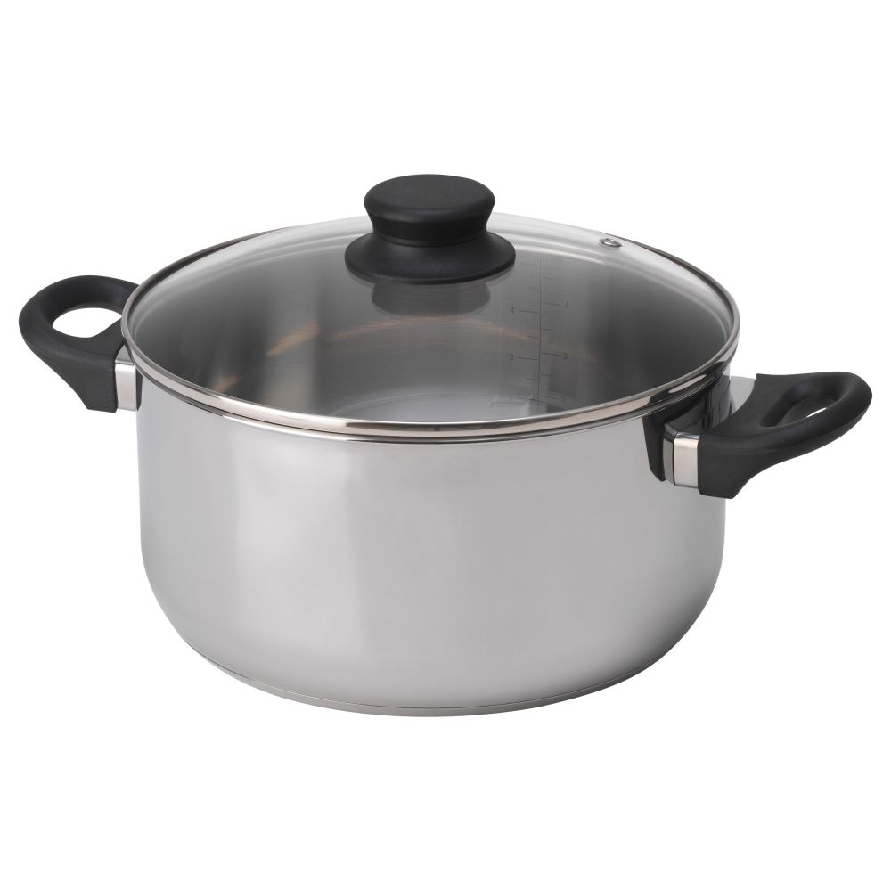 Кастрюля с крышкой, 5 л, стекло, нержавеющая сталь IKEA ANNONS АННОНС 203.668.09 - фото 1