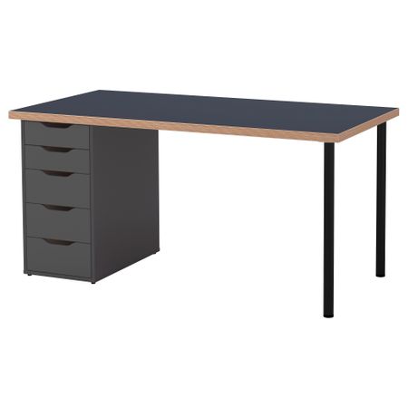 Стол ЛИННМОН / АЛЕКС, синий, серый (150x75 см)
