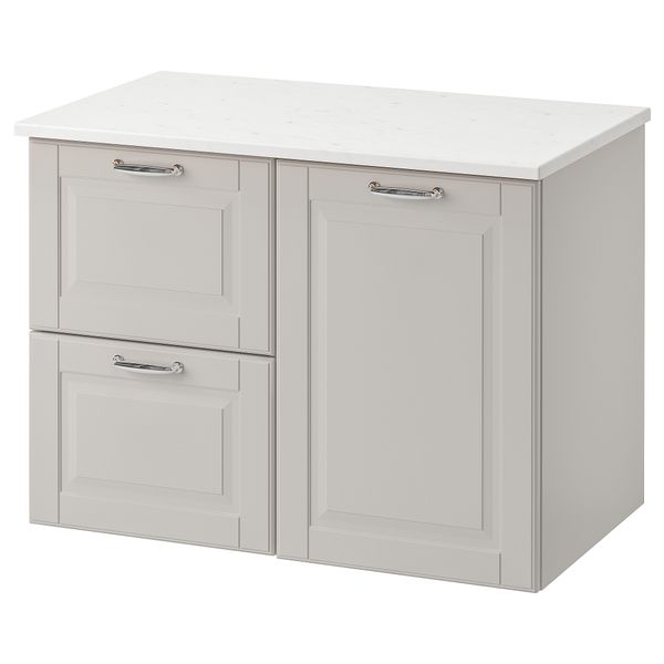 Шкаф под раковину с 3 ящиками ГОДМОРГОН / ТОЛКЕН, Кашён светло-серый, под мрамор (82x49x60 см) - фото 1