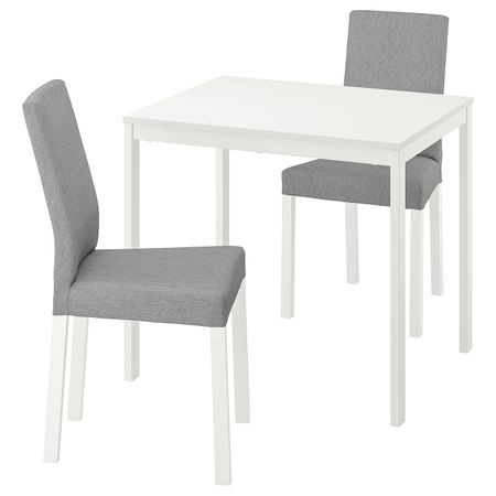 Стол и 2 стула, белый/Книса светло-серый 80/120 см IKEA VANGSTA ВАНГСТА / KÄTTIL КЭТТИЛ 694.287.59