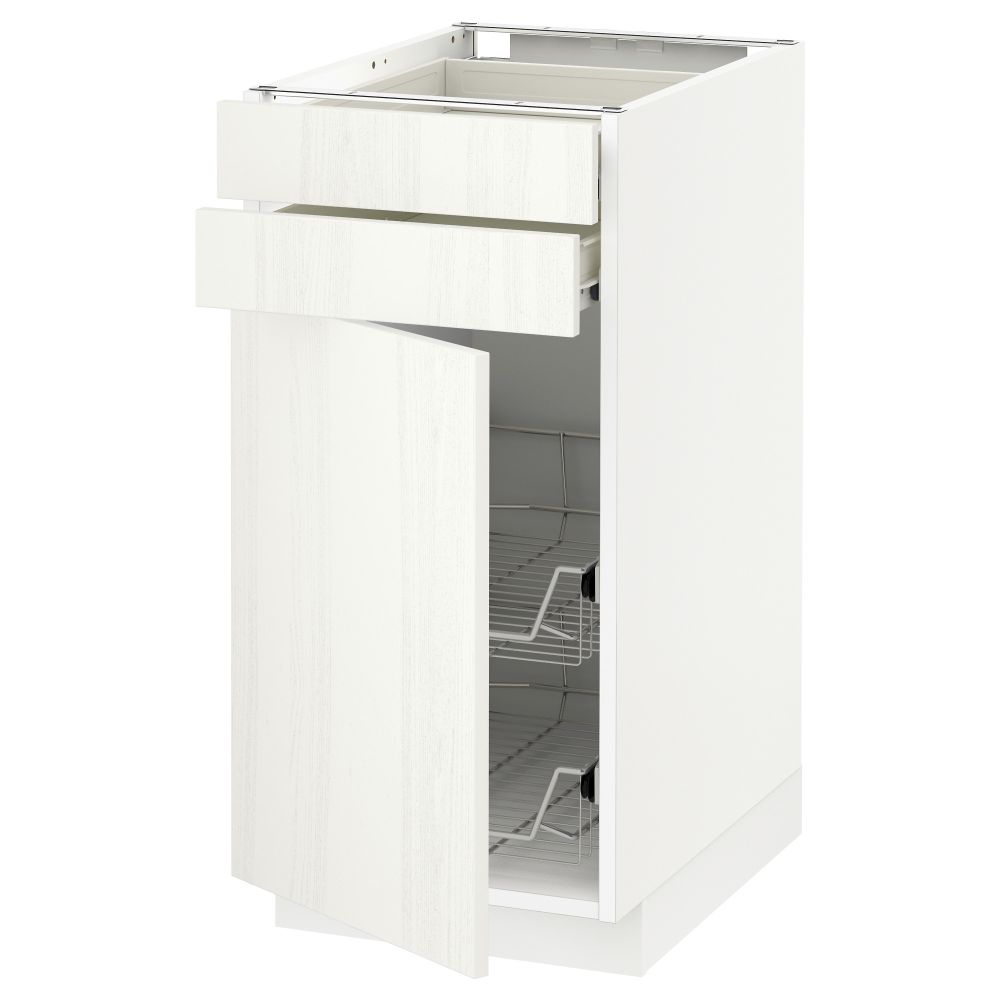 Напольный шкаф, дверца, 2 ящика, проволочных корзин МЕТОД / ФОРВАРА, белый, Росдаль белый - схема-чертеж с размерами