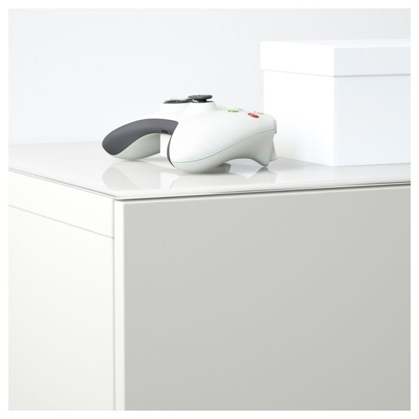 Шкаф для ТВ, комбинированный, стекляные дверцы БЕСТО, Лаппвикен, Синдвик белый прозрачное стекло (240x40x128 см) - схема-чертеж с размерами