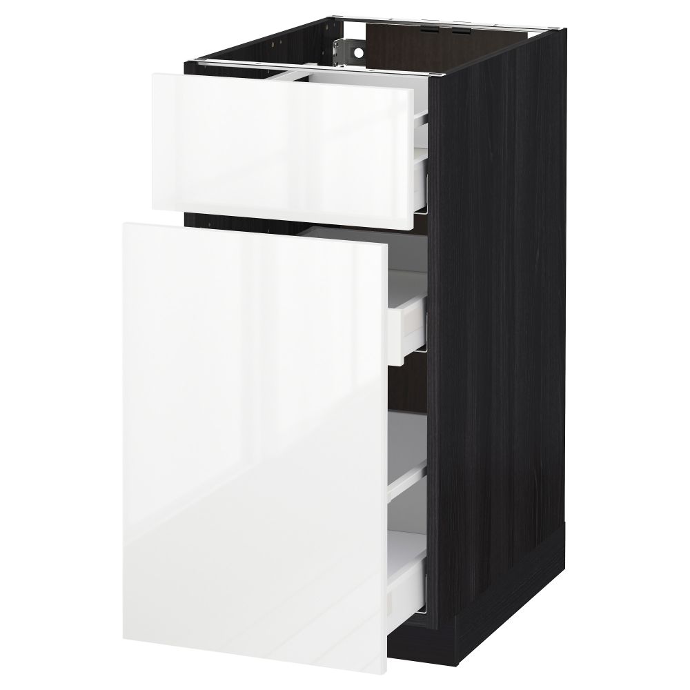 Напольный шкаф, выдвижной секцией, ящик МЕТОД / МАКСИМЕРА, черный, Рингульт белый - схема-чертеж с размерами