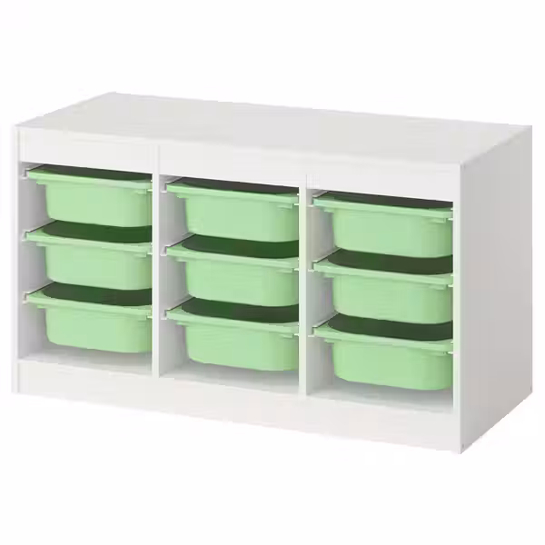 TROFAST Комбинация д/хранения+контейнеры - белый/светло-зеленый 99x44x56 см - фото 1