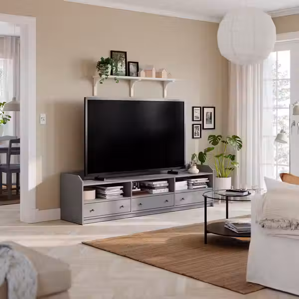 HAUGA Тумба под ТВ - серый 206x46x54 см - схема-чертеж с размерами