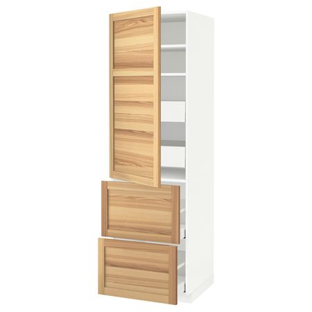 Высокий шкаф + полки, 4 ящика/2дверцы, белый, Торхэмн ясень, 60x60x200 см IKEA МЕТОД / МАКСИМЕРА 492.368.17