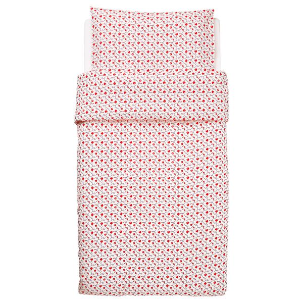 Пододеяльник, наволочка для/кроватки, орнамент «брусника» 110x125/35x55 см IKEA GULSPARV ГУЛСПАРВ 804.430.13 - фото 5