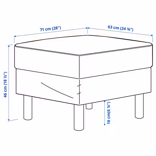 SALTSJÖBADEN САЛТСЁБАДЕН Табурет для ног - Tonerud красно-коричневый - схема-чертеж с размерами