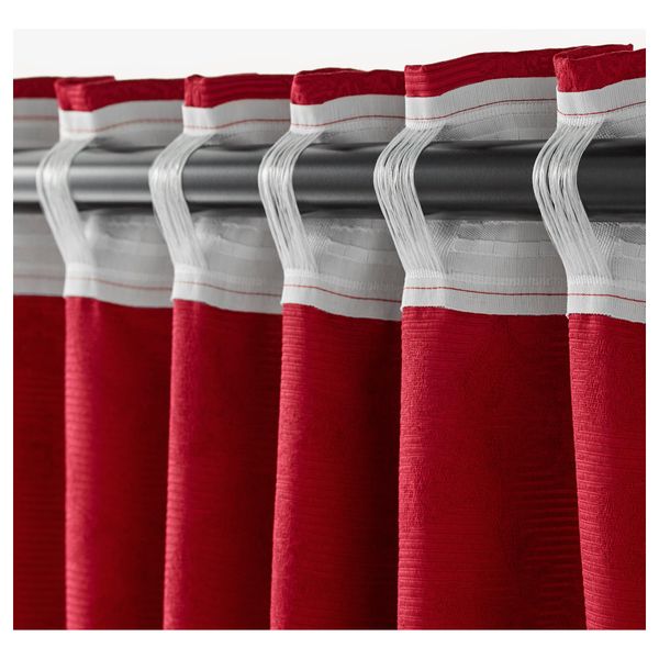 Гардины с прихватом, 1 пара БЛЕКВИВА, красный (145x300 см) - фото 3