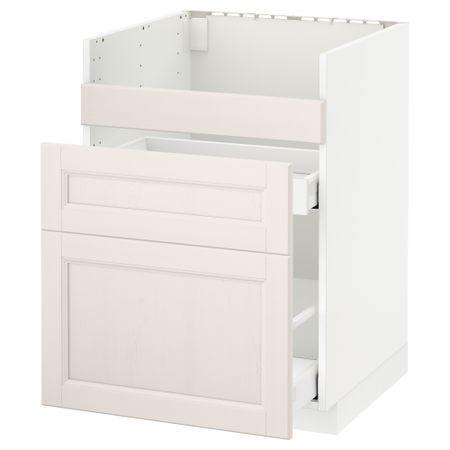 Напольный шкаф под мойку ДУМШЁ, 3 фасада, 2 ящика МЕТОД / МАКСИМЕРА, белый, Лаксарби белый