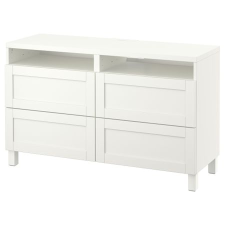 Тумба для ТВ с ящиками, 120x40x74 см, Hanviken белый IKEA BESTÅ БЕСТО 391.939.17