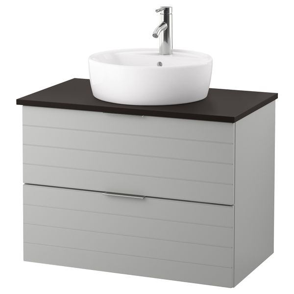 Шкаф п-раковину/столешн45/раковина ГОДМОРГОН/ТОЛКЕН / ТОРНВИКЕН, светло-серый, антрацит (82x49x74 см) - фото 1