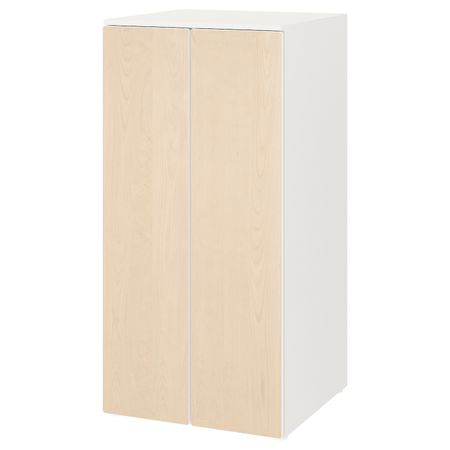 Гардероб, белый береза/с 3 полками 60x57x123 см IKEA SMÅSTAD СМОСТАД / OPPHUS ОПХУС 894.833.54