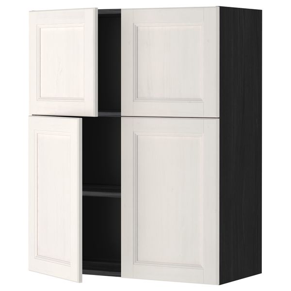 Навесной шкаф с полками, 4 дверцы МЕТОД, черный, Лаксарби белый (80x100 см) - схема-чертеж с размерами