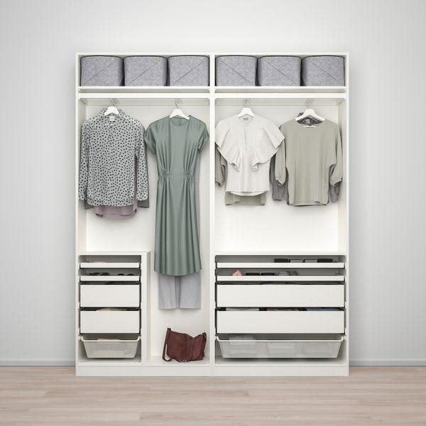 Гардероб, комбинация, белый/белое стекло зеркальное стекло 200x44x236 см IKEA PAX ПАКС / FÄRVIK/AULI ФЭРВИК/АУЛИ 593.305.17 - фото 2