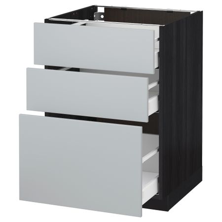 Напольный шкаф с 3 ящиками МЕТОД / МАКСИМЕРА, черный, Веддинге серый