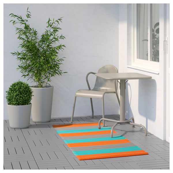 Ковер безворсовый, для дома/улицы СОММАР 2018, в полоску, оранжевый (75x200 см) - фото 3