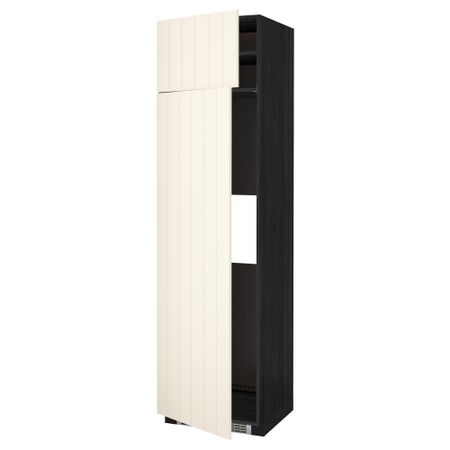 Высокий шкаф для холодильника или морозильник МЕТОД, черный, Хитарп белый с оттенком