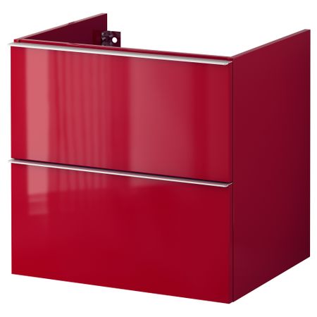 Шкаф для раковины с 2 ящиками ГОДМОРГОН, глянцевый красный