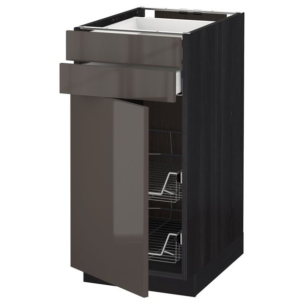 Напольный шкаф, дверца, 2 ящика, проволочных корзин МЕТОД / МАКСИМЕРА, черный, Рингульт серый - схема-чертеж с размерами