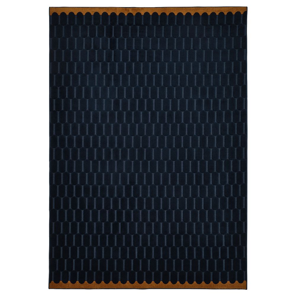 Ковер, короткий ворс, темно-синий, желто-коричневый, 170x240 см IKEA NÖVLING 205.329.84 - фото 1